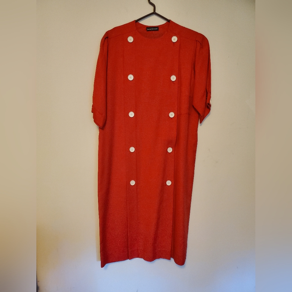 Elegant Red Double-Breasted Dress